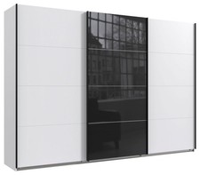 MODERNER KLEIDERSCHRANK MIT SCHIEBETÜREN WEISS / SCHWARZ HOCHGLANZ