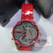 Diesel DZ7370 Herrenuhr MRDADDY 2.0  Rotes Silikonarmband Edelstahluhr Ø57mm Neu