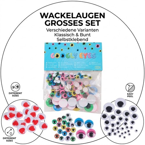 Wackelaugen selbstklebend set - wackelaugen,