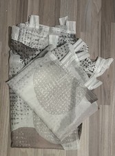 Schlaufenschal Gardine Vorhang Transparent Weiß Grau Beige mit Kreisen 137x240cm