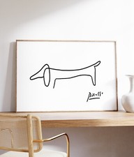 Picasso Wurst Hund Druck, Minimalist Modern Art Poster, Contemporary Artwork