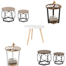 Couchtisch Nachttisch rund Beistelltisch Wohnzimmertisch mit Metall MDF #3354 