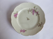 VEB Lettin Kuchenteller / Dessertteller creme mit Blumen Goldrand Ø 17cm