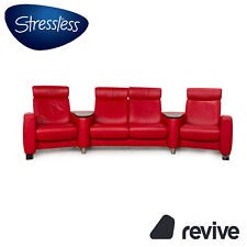 Stressless Arion Leder Sofa Rot Viersitzer Heimkino Relaxfunktion manuelle