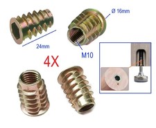 4 Stück M10 x 24mm Metallgewinde Einsatz für Holz Gewinde Einsatz M10x24 mm