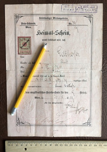 Heimat schein 1919 1938 - heimat, 26.8.1919