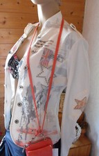 Coole Damen Jacke Blazer Made in Italy Sterne Patches S 36 Zierknöpfe Cremfarben