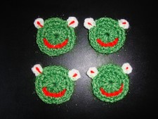 4,Frosch Applikation Aufnäher gehäkelt, Häkelblumen