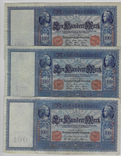 Germany kaiserreich 3x100 mark - germany/kaiserreich,