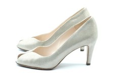 PETER KAISER Peep Toe High Heels Pumps Beige Metallic EUR 38,5 UK 5,5 Voll Leder