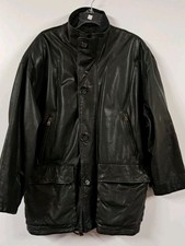 100 % Echt Leder # DANIEL HECHTER Herren Leder Mantel Gr. 48 ,Schwarz, Gefüttert