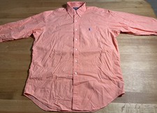 Ralph Lauren Herren Hemd Blake M 100% Pima Cotton orange kariert langarm fein