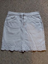 Damen Jeans Rock Gr 42 Weiß