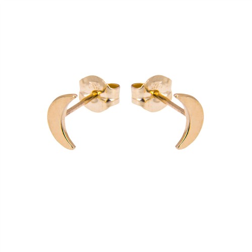 Gold flach mond ohrstecker - 9k,