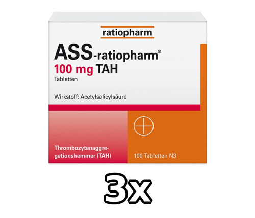 Ass ratiopharm 100 tah - 3x, mg