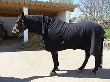 MICROFLEECE-ABSCHWITZDECKE mit HALSTEIL Kreutzbegurtung NEU 145 cm Schwarz