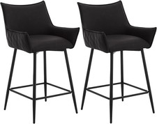 WOLTU 2er Set Barhocker, Barstuhl mit Rückenlehne, Armlehnen, Fußstütze