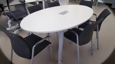 K+N Besprechungstisch Konferenztisch Bürotisch Tisch weiß 210x110 oval bt0072