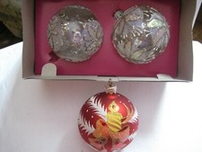 3 klassische russische Glaskugeln Christbaum Weihnachtsbaum exzellent klassisch