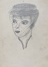 Person Porträt Dame mit Hut und Schleier 50er Jahre mode Joachim Cordsen Berlin