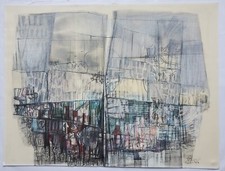 Zeichnung Bleistift Mischtechnik ParisStadt Hans Pluquet Signiert 1969/70