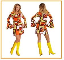 Hippie Girl orange-bunt Groovy Style Kleid Kostüm 70er 80er Jahre Minikleid