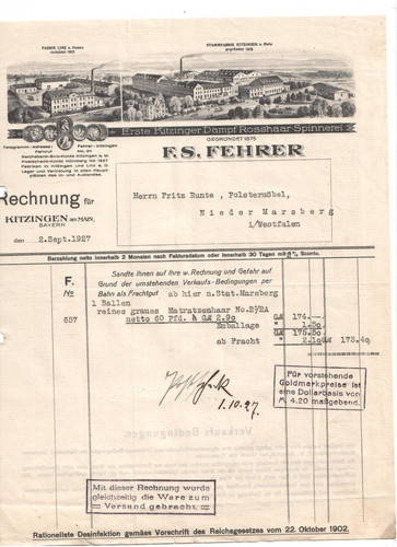 Alte rechnung f - a.), f.s