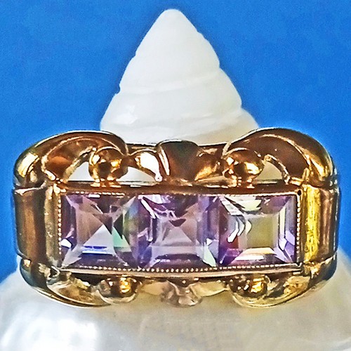 Vintage goldring amethyste - 3,