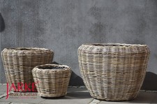 Rattan Pflanzkübel Grau mit