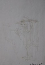 Maler an Staffelei | Zeichnung/Studie von Josef Oberberger