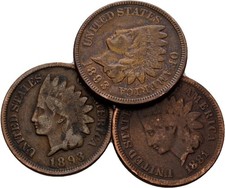 USA Indian Head 1 Cent 3 Stück Kupfer Original Münze #LAF321