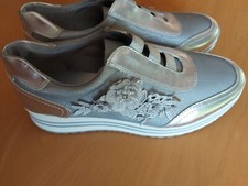 Damen Sneaker, VENICE, Freizeitschuhe mit schickem Grau Metalilik Optik, NEUE.