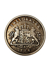 1854 TALER MÜNZKNOPF 28mm Set 10 Stück!