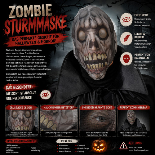 Zombie sturmmaske halloween - sturmmaske,