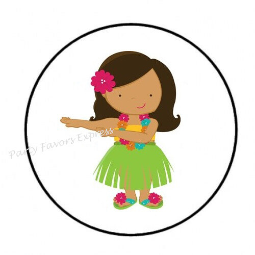 Hula girl luau - girl, rund