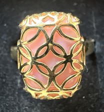 Kunstvoll gearbeiteter Ring,rosa Opal, Silber .925 vergoldet, Gr 60(20),