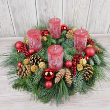 Adventskränze rot echte Tanne