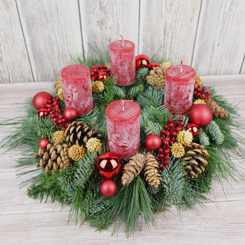 Adventskränze rot echte tanne - adventskränze,