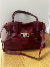 ABRO Handtasche Umhängetasche Tragehenkel feinstes Leder Dunkel Rot Sehr Gut Zu