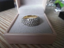 goldfarbener Zirkonia Ring, Innenmaß 19 mm, neu