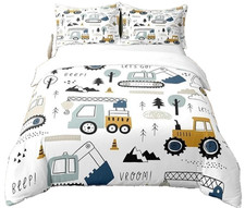 Loussiesd Auto Kinder Bettwäsche Set 1x 135x200 cm + 1x  80x80 cm 100% Baumwolle