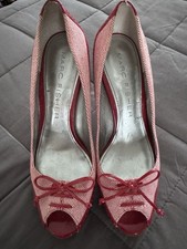 High Heel Open Toe Lack/ Stoff