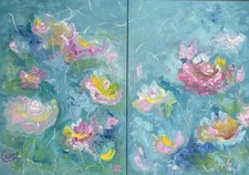 ölbild gemälde blumen - Ölbild,
