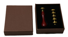 Wachssiegel Stempel Set 6 Wachs Stempel Messing Köpfe & 1 Holzgriff, Geschenkbox