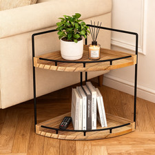 2 Ebenen Gewürzregal Stehend Holz Eckregal Theken Eck Organizer für Badezimmer