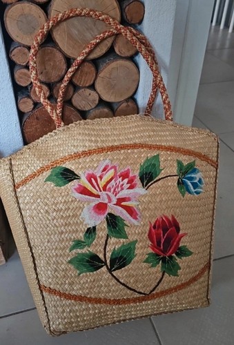 Vintage damen basttasche - vintage,