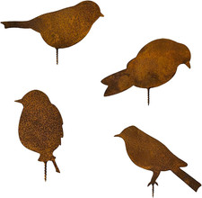 Rost Vögel Gartendeko Edelrost Schraube Garten Holz Zaunfiguren 4 Stück