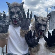Halloween Werwolf Maske Handschuhe Latex Gummi Dekor Kostüm Geschenk