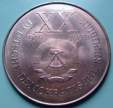 DDR Medaille 40mm Wilhelm Pieck - XX. Jahre DDR 1969