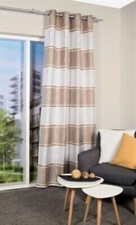 Ösenschal Streifen beige  mit  Wellen   blickdicht  Vorhang Wohnzimmer  245 cm H